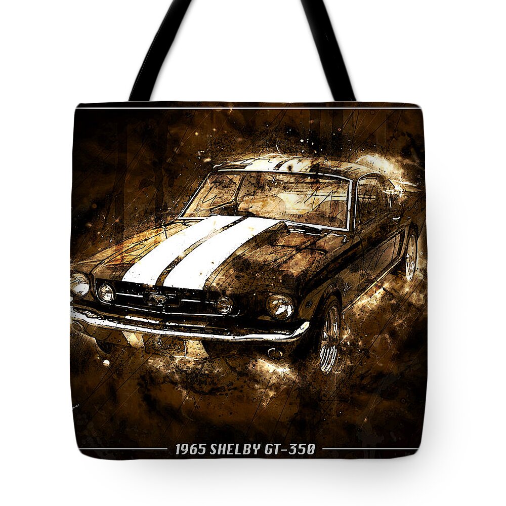 Mustang Tote Bag featuring the digital art 1965 Ford Shelby Mustang GTO-350 #5 by Gary Bodnar