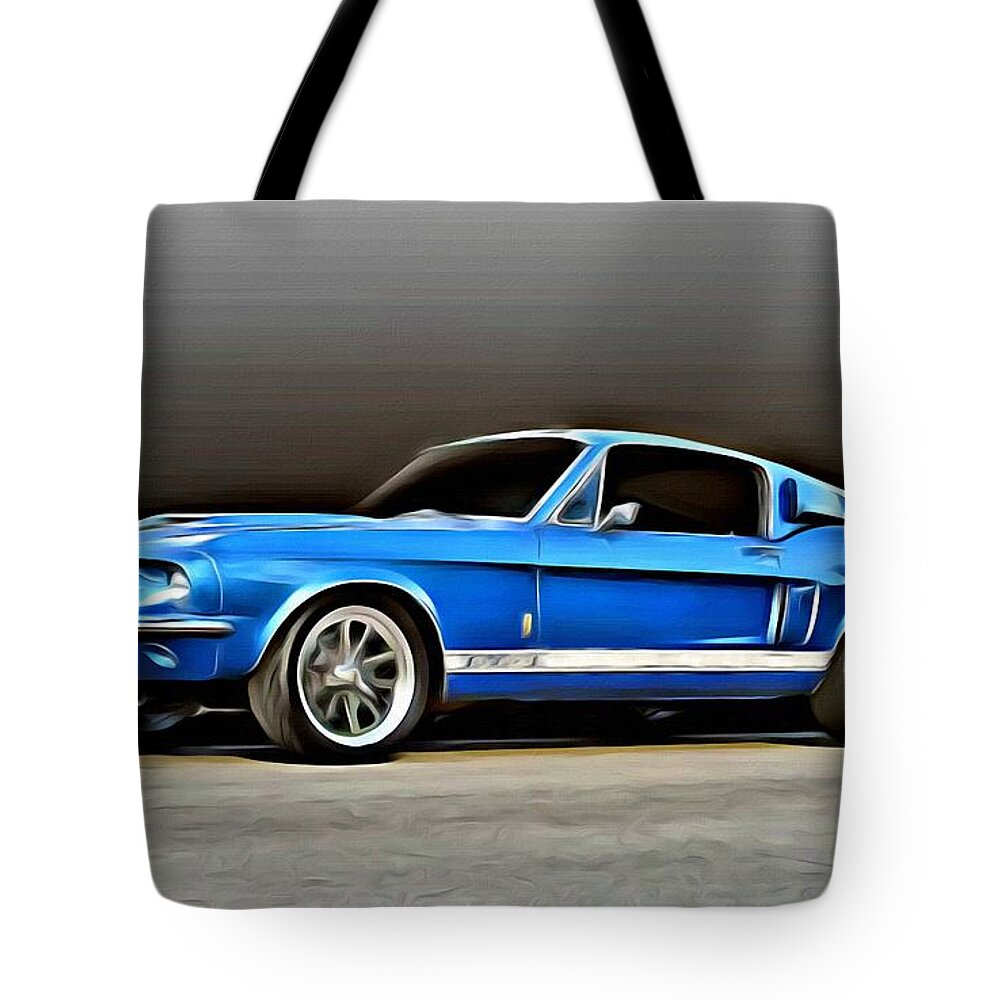 Car Tote Bag featuring the painting 1967 Shelby Mustang GT500 by Florian Rodarte