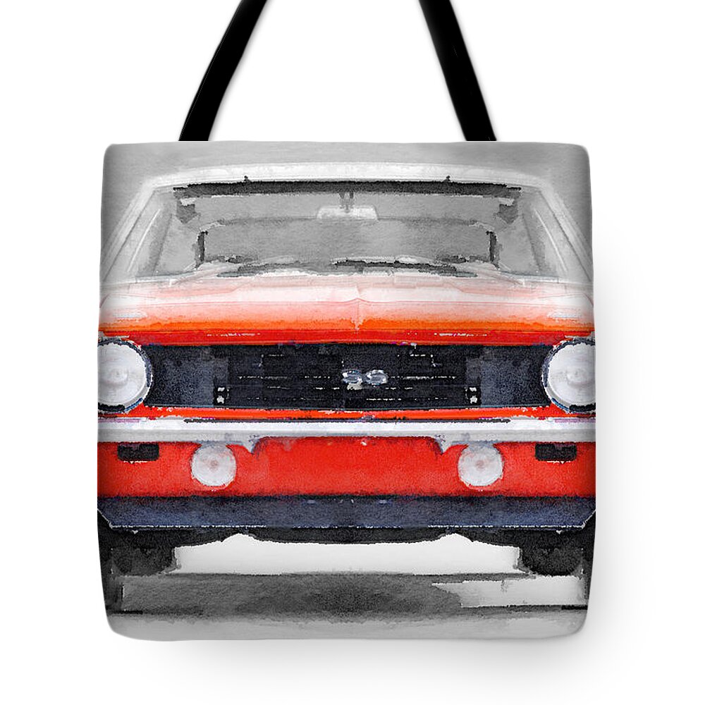 Chevy Camaro Ss Tote Bag featuring the painting 1968 Chevy Camaro SS Watercolor by Naxart Studio