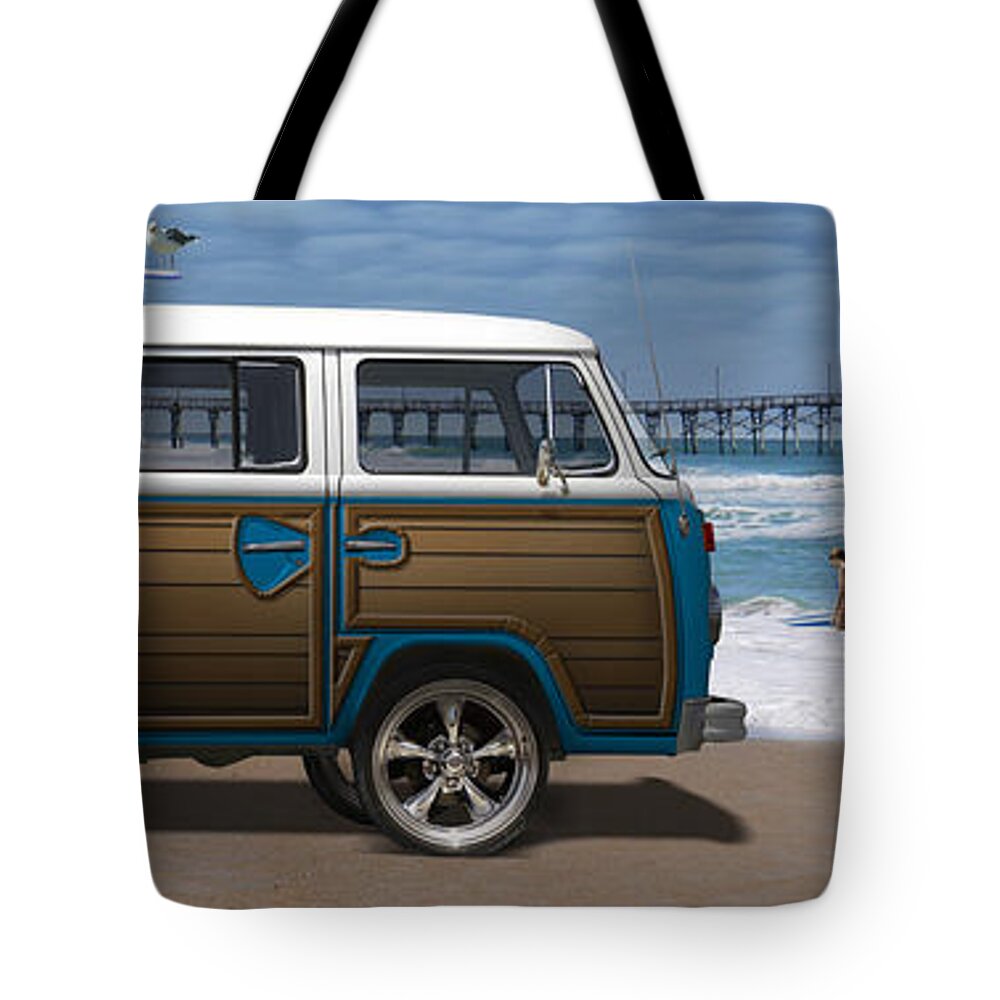 1970 Vw Bus Tote Bag featuring the photograph 1970 VW Bus Woody by Mike McGlothlen