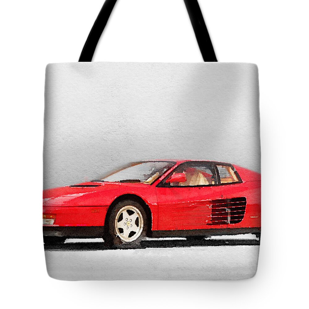 Ferrari Testarossa Tote Bag featuring the painting 1983 Ferrari 512 Testarossa by Naxart Studio