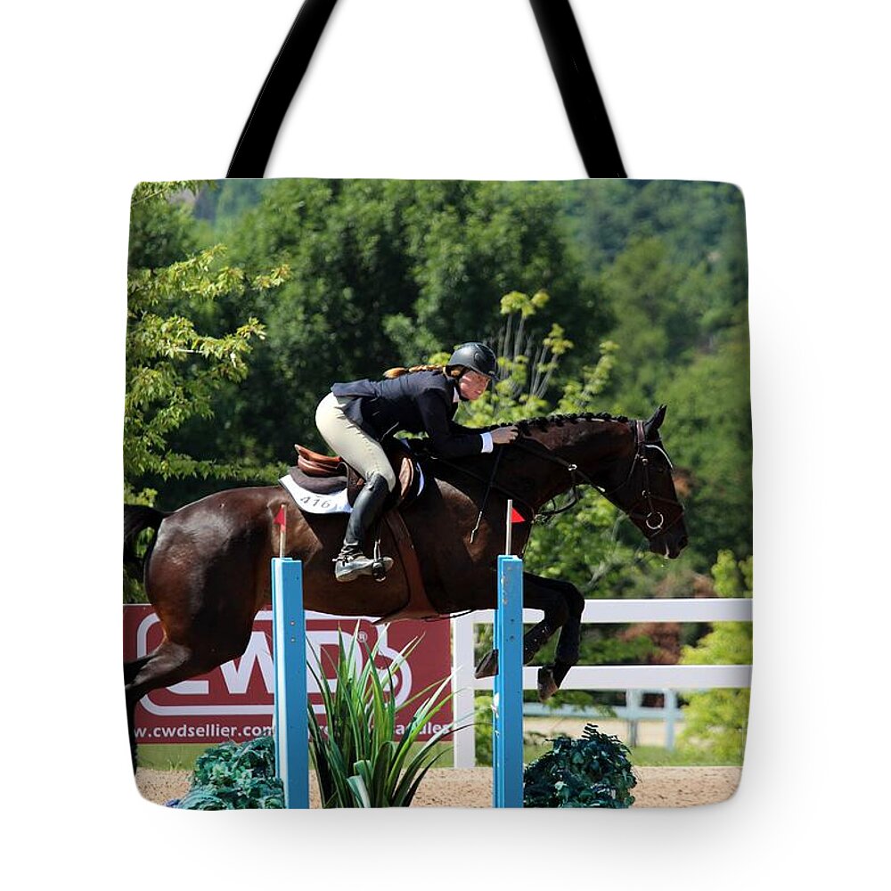 Horse Tote Bag featuring the photograph 1jumper140 by Janice Byer