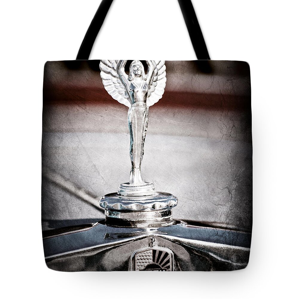 1928 Nash Coupe Hood Ornament Tote Bag featuring the photograph 1928 Nash Coupe Hood Ornament #2 by Jill Reger