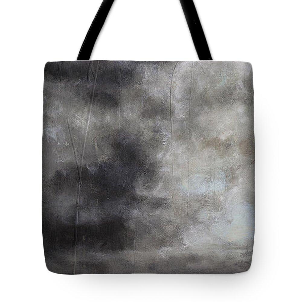 Modern Painting Tote Bag featuring the painting Abstract Contemporary Seascape Landscape Painting on stretched canvas #2 by Gray Artus