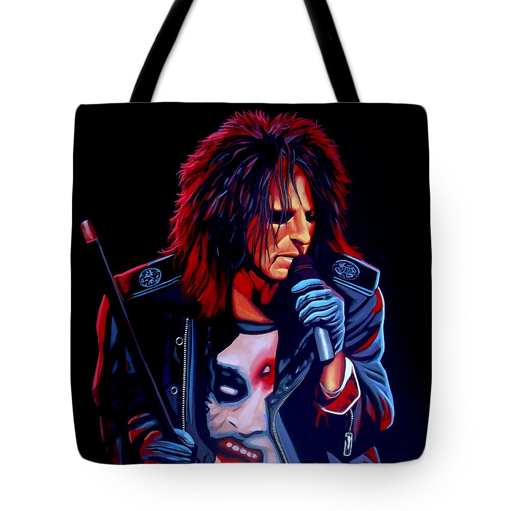Alice Cooper Tote Bag featuring the painting Alice Cooper by Paul Meijering