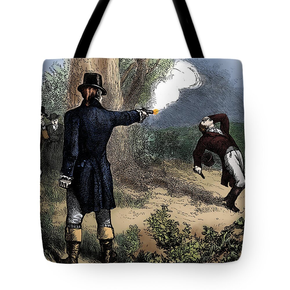 Government Tote Bag featuring the photograph Burr-hamilton Duel, 1804 by Science Source