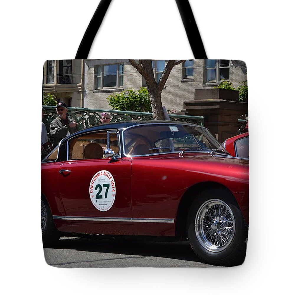 Red Tote Bag featuring the photograph California Mille #1 by Dean Ferreira