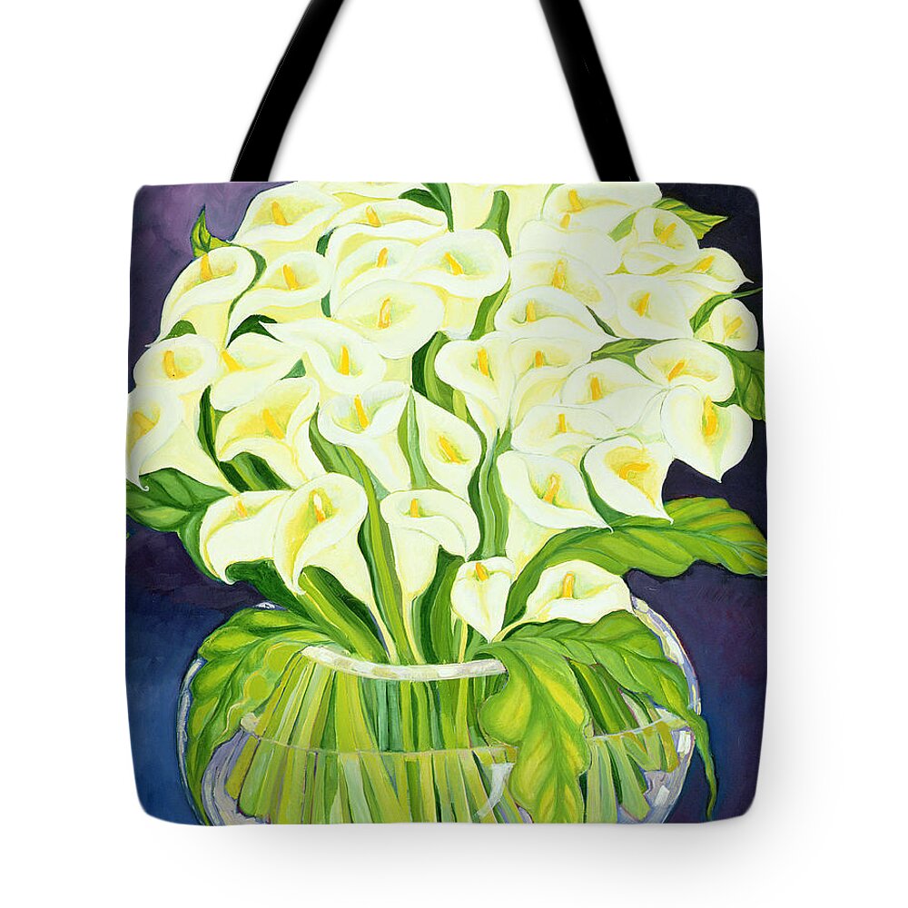 Flowers Tote Bag featuring the painting Calla Lilies by Laila Shawa