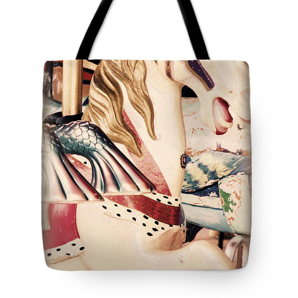 Merry Go Round Tote Bag featuring the digital art Carousel Horse #2 by Valerie Reeves