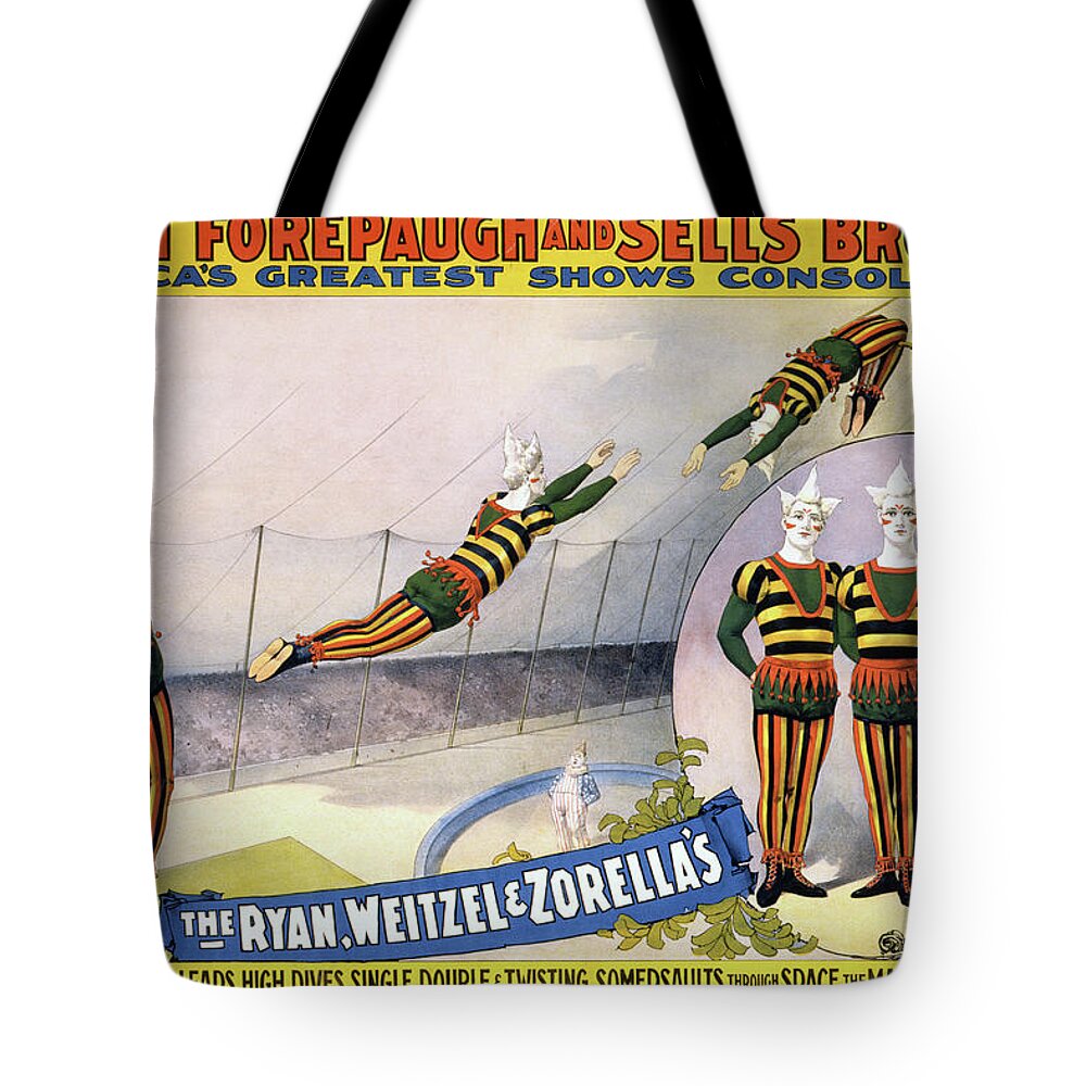 1898 Tote Bag featuring the painting Circus Poster, C1898 #2 by Granger