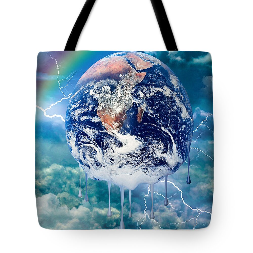 World Tote Bag featuring the digital art Climate Change- by Robert Orinski