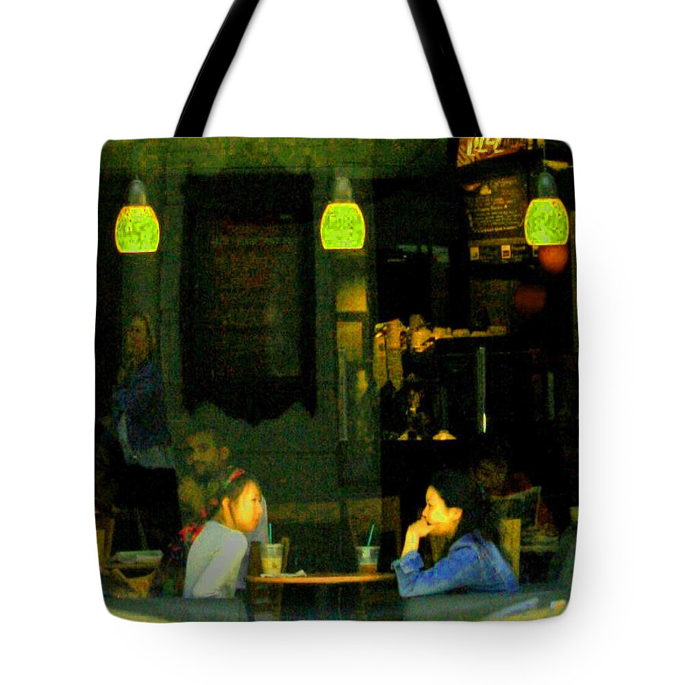 Starbucks Tote Bag featuring the digital art Coffee Talk #2 by Joseph Coulombe