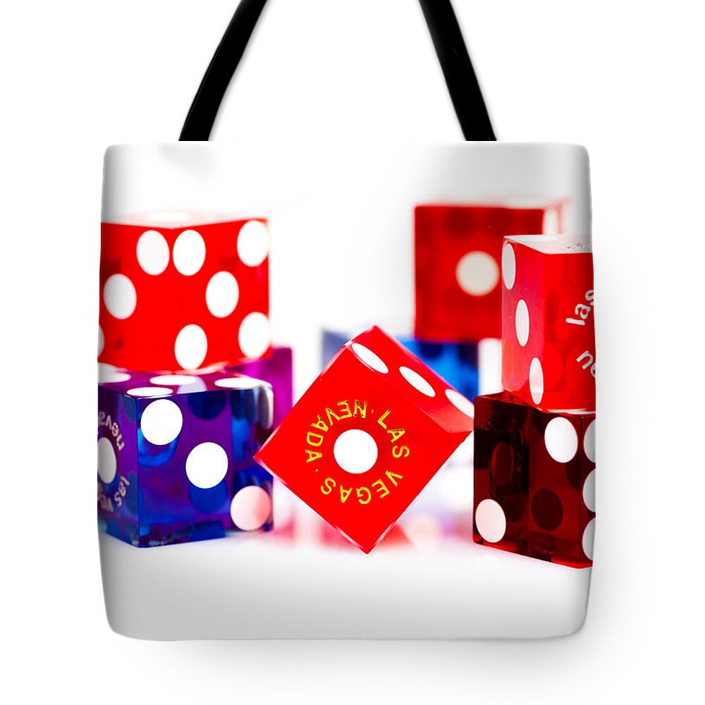 Las Vegas Tote Bag featuring the photograph Colorful Dice by Raul Rodriguez