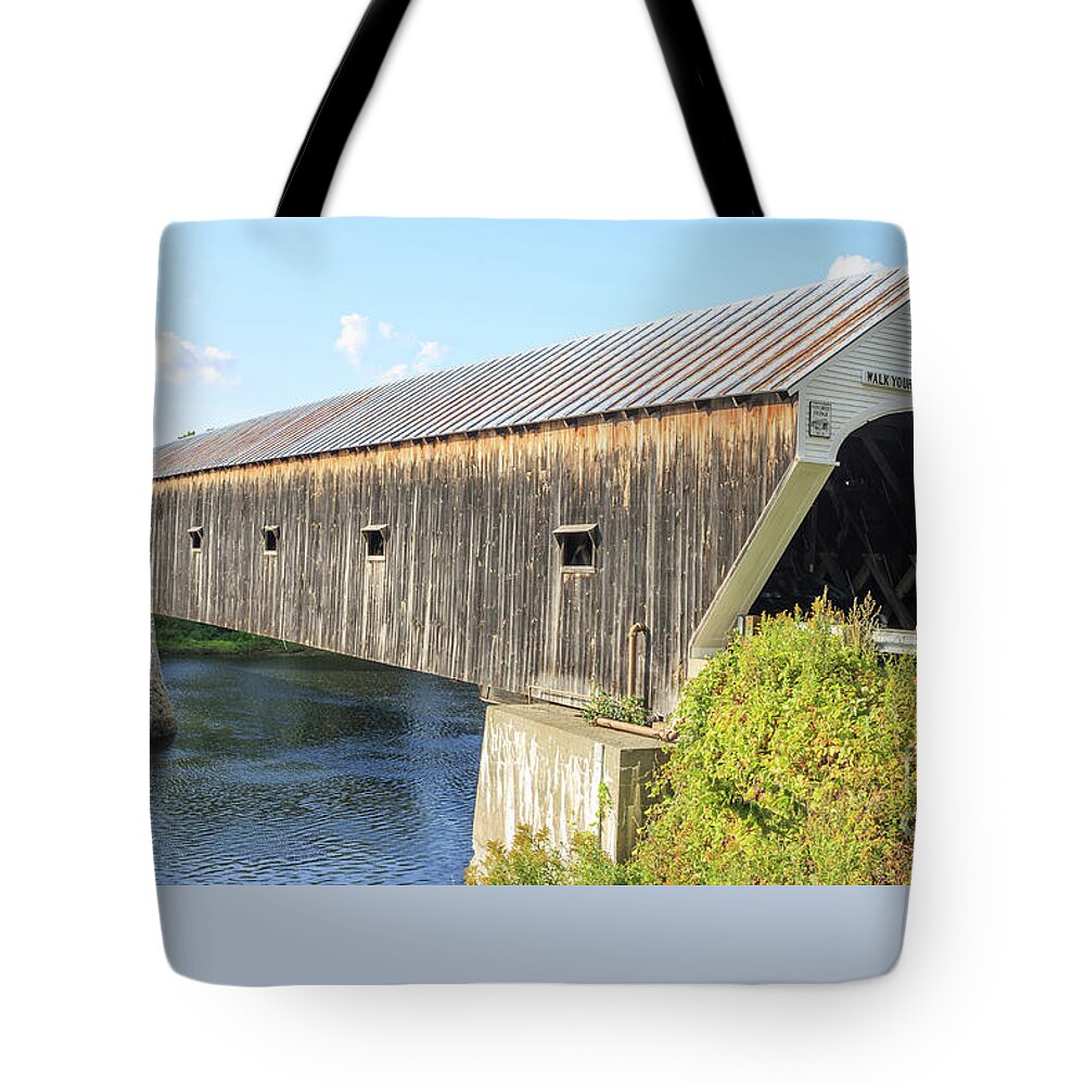 Vermont Tote Bag featuring the photograph Cornish-Windsor Covered Bridge III by Edward Fielding