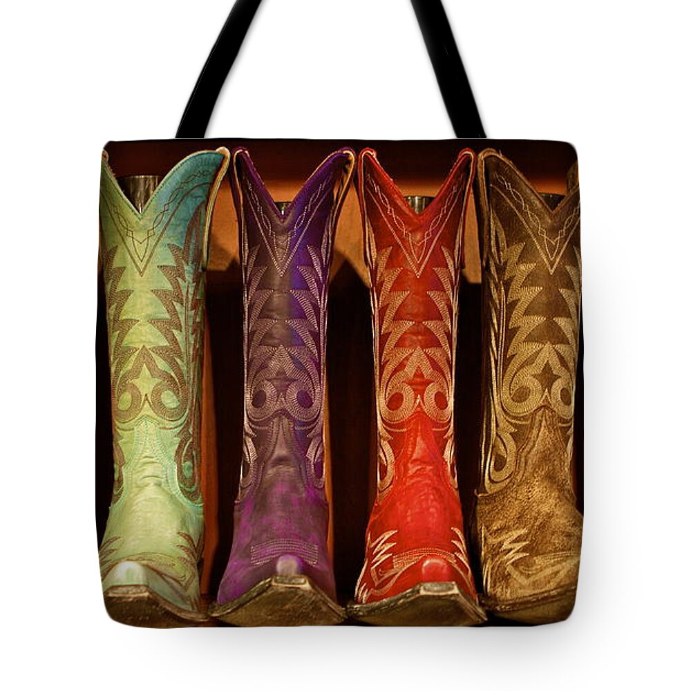 Cowboy Boots Tote Bag featuring the photograph Cowboy Boots #3 by John Babis