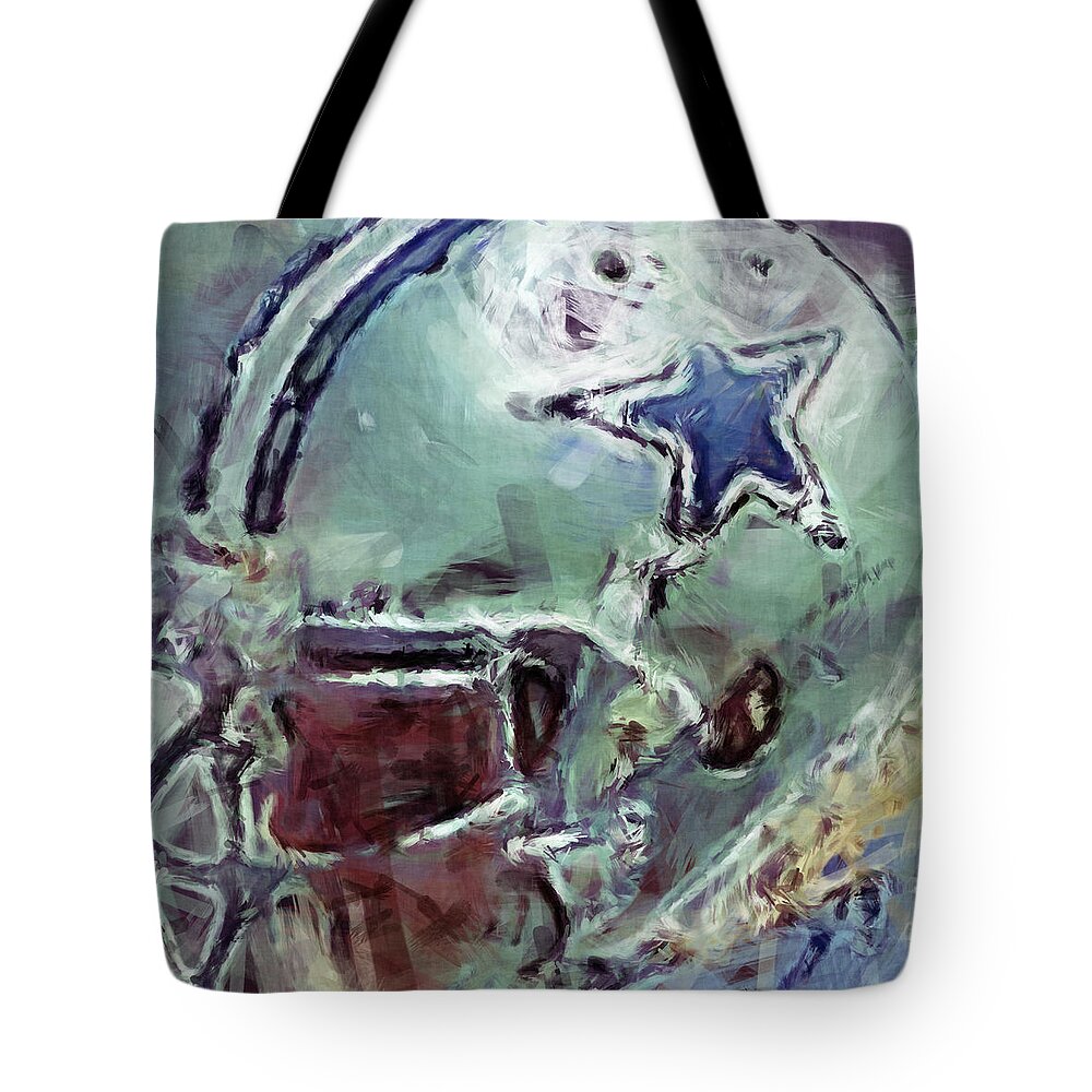Cowboys Tote Bag featuring the digital art Cowboys Art Abstract #2 by David G Paul