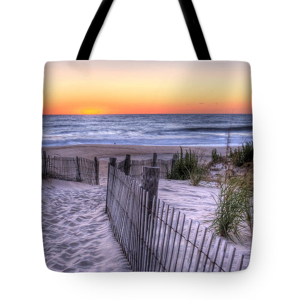Dewey Beach Tote Bag featuring the photograph Dewey Beach Sunrise by David Dufresne