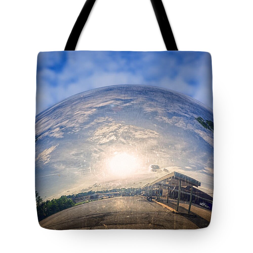 Traffic Tote Bag featuring the photograph Distorted Reflection #2 by Sennie Pierson