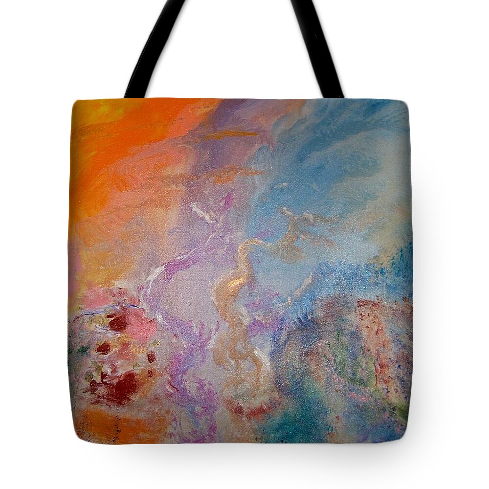 Dragons Rising Tote Bag featuring the painting 2 Dragons by Mr Dill