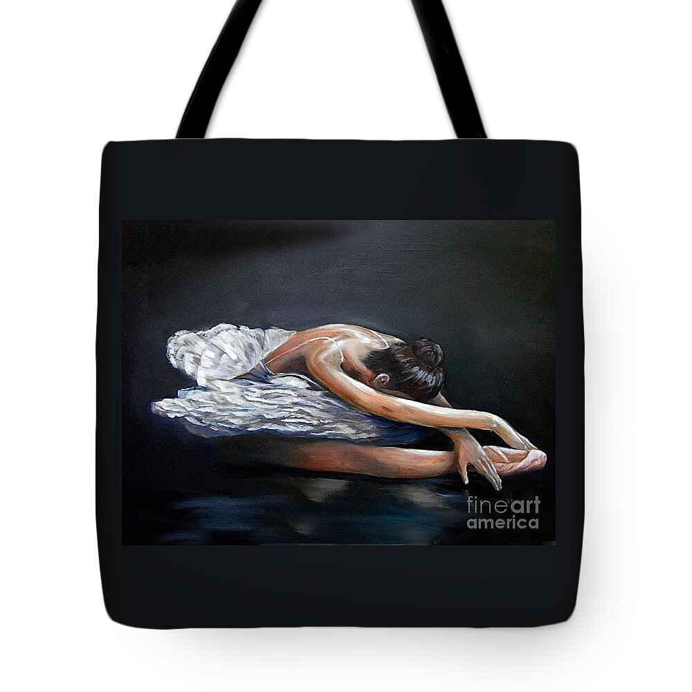 Dance Art Tote Bag featuring the painting Dying Swan by Nancy Bradley
