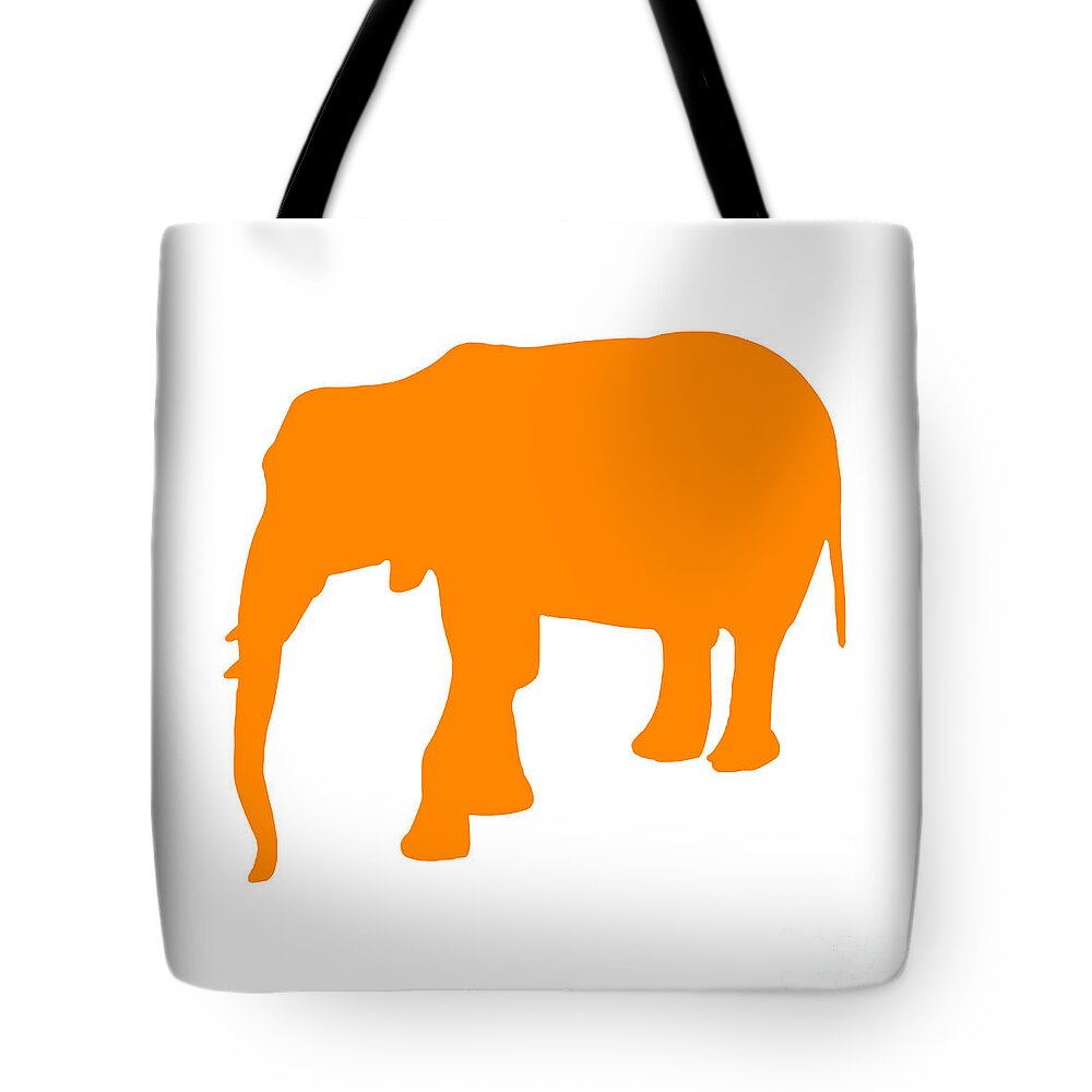 Graphic Art Tote Bag featuring the digital art Elephant in Orange and White #2 by Jackie Farnsworth