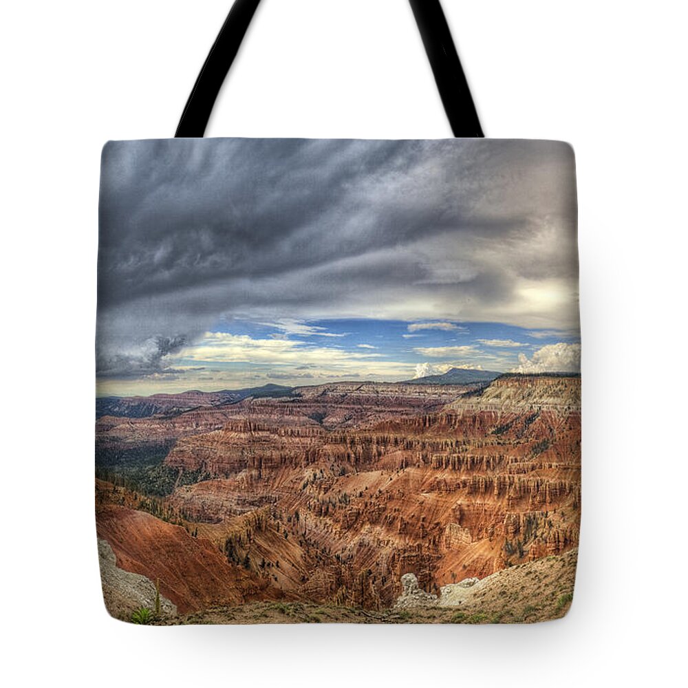 Cedar Breaks Tote Bag featuring the photograph Eye Of The Storm #3 by Stephen Campbell