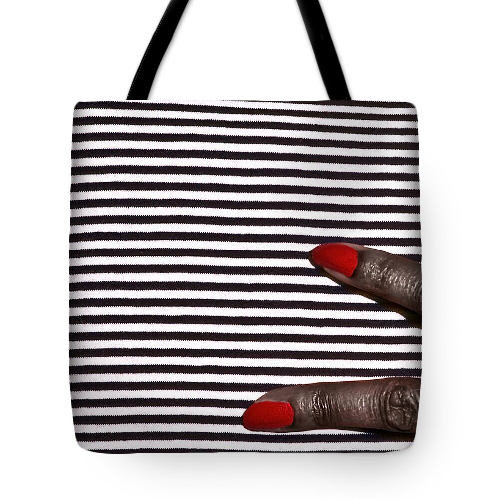 2 Fingers Tote Bag featuring the photograph 2 Fingers on Black and White by Kellice Swaggerty