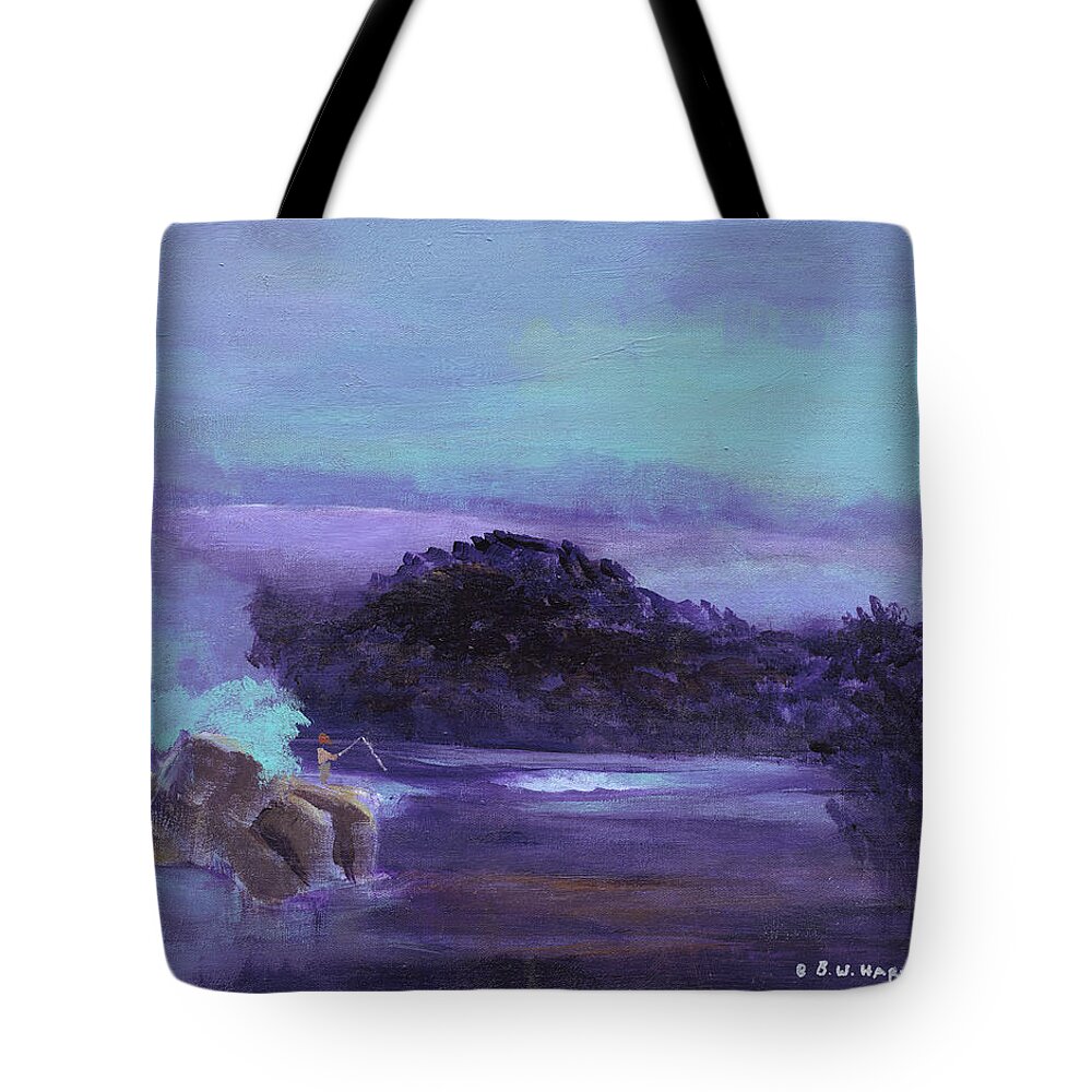 Landscape Tote Bag featuring the painting Fly Fishing by Bettye Harwell