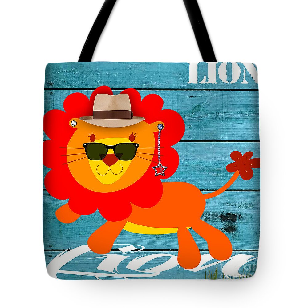 Lion. Lion Art Tote Bag featuring the mixed media Friendly Lion Collection #2 by Marvin Blaine