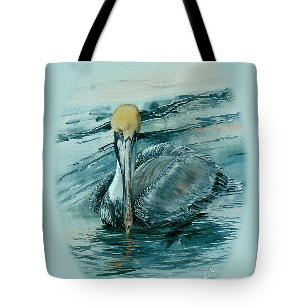 Pelican Tote Bag featuring the painting Guardian of the Keys by Jill Westbrook