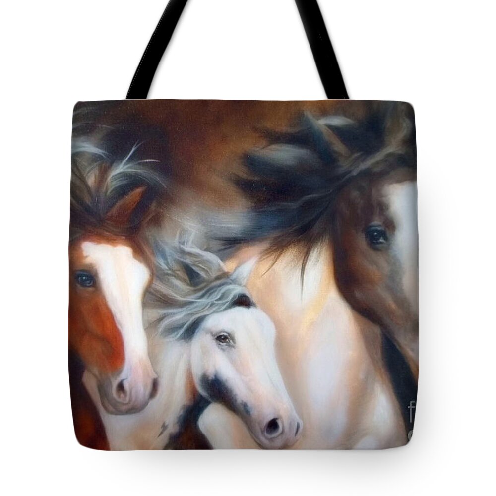 Equine Art Painting Tote Bag featuring the painting Gypsy Run #2 by Karen Kennedy Chatham
