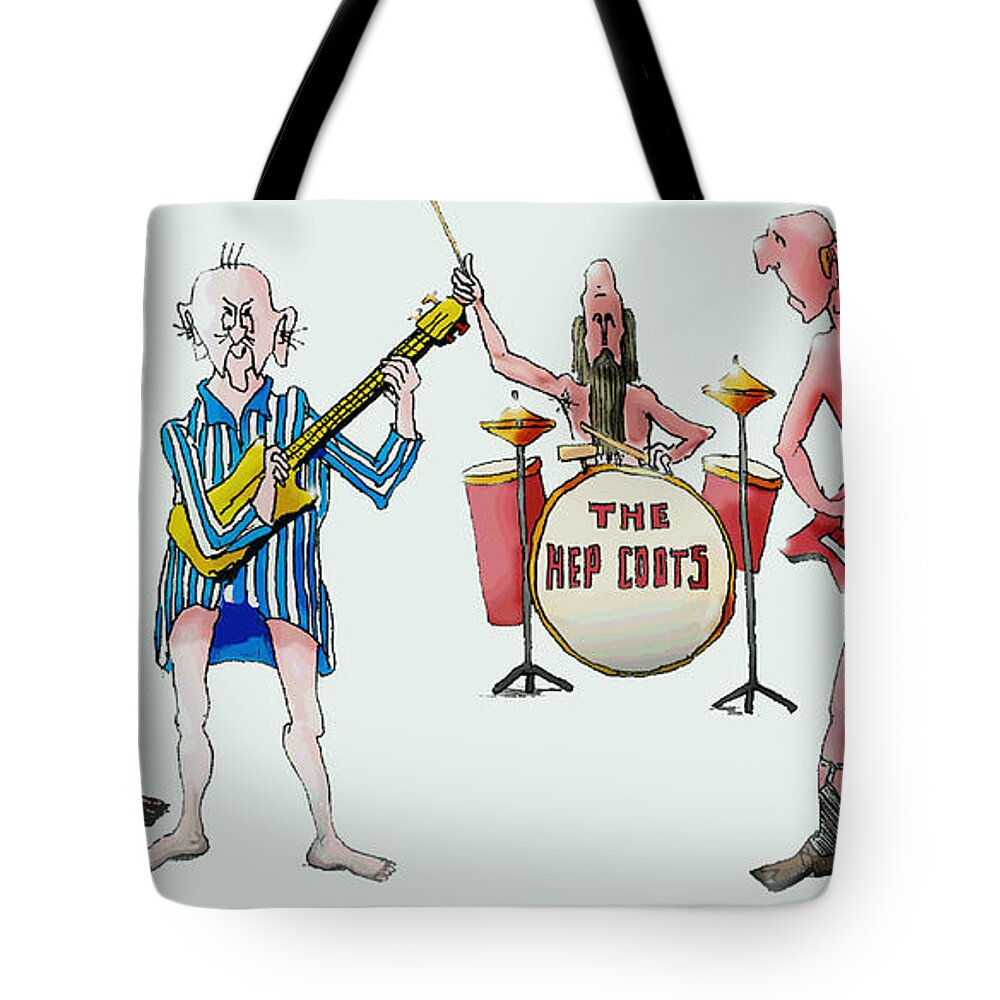  Tote Bag featuring the drawing A Band of Feralgenarians by R Allen Swezey