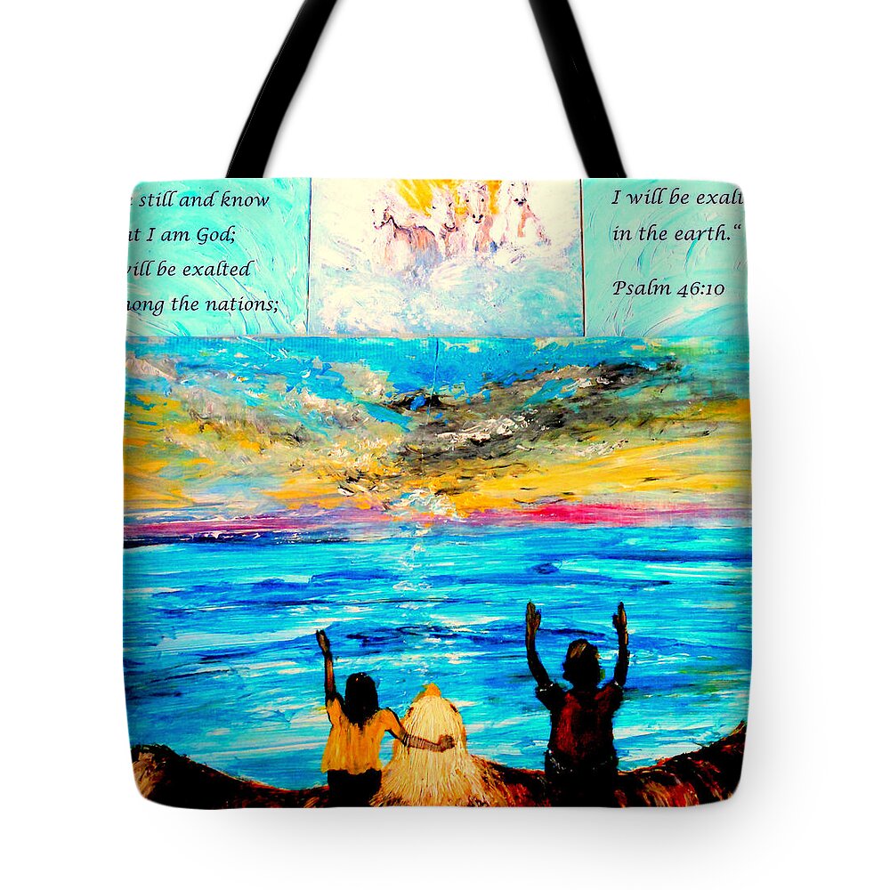 He Says Tote Bag featuring the painting Jesus Loves you #2 by Amanda Dinan
