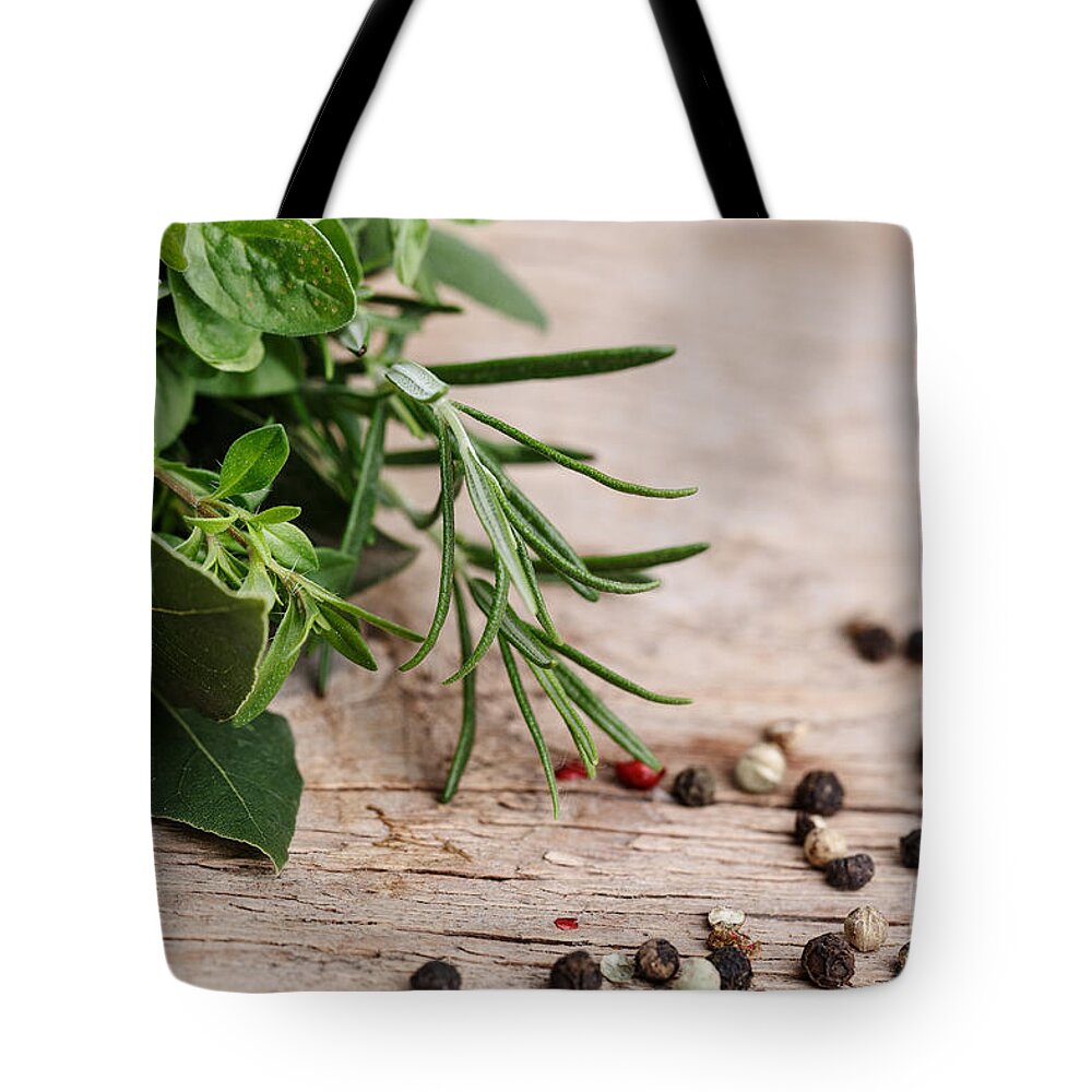 Lorel Tote Bag featuring the photograph Kitchen Herbs #2 by Nailia Schwarz