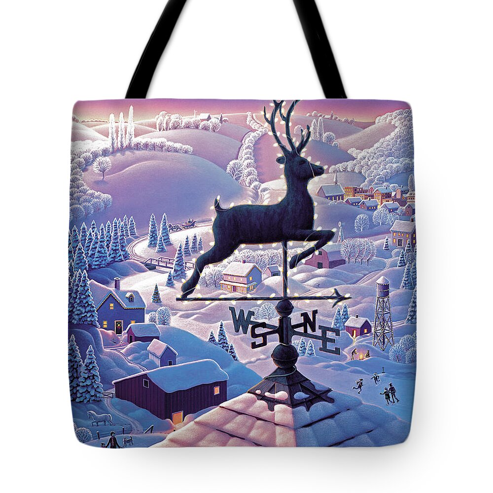 Lands End Winter Tote Bag featuring the painting Lands End Weathervane by Robin Moline