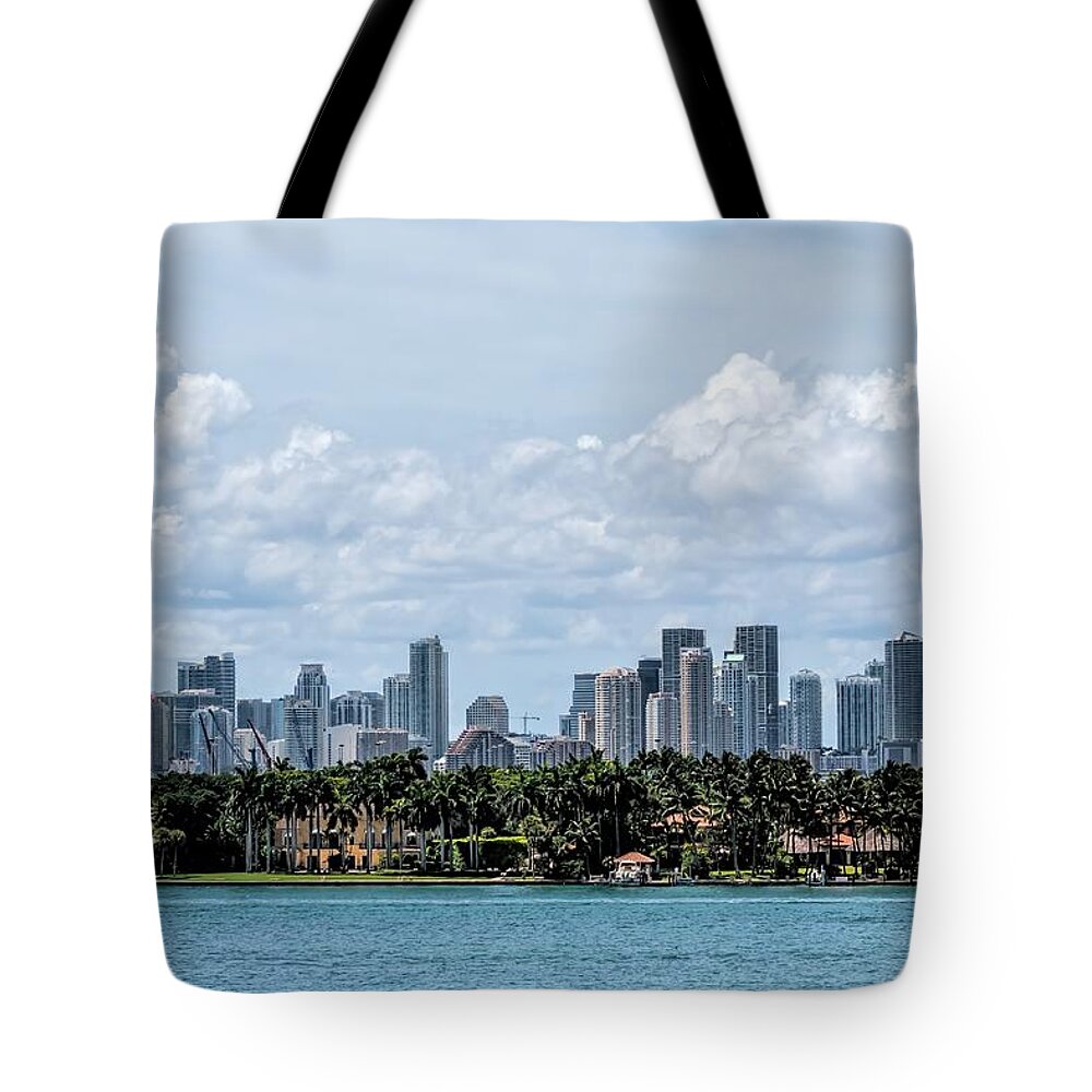 City Tote Bag featuring the photograph Miami Skyline by Rudy Umans