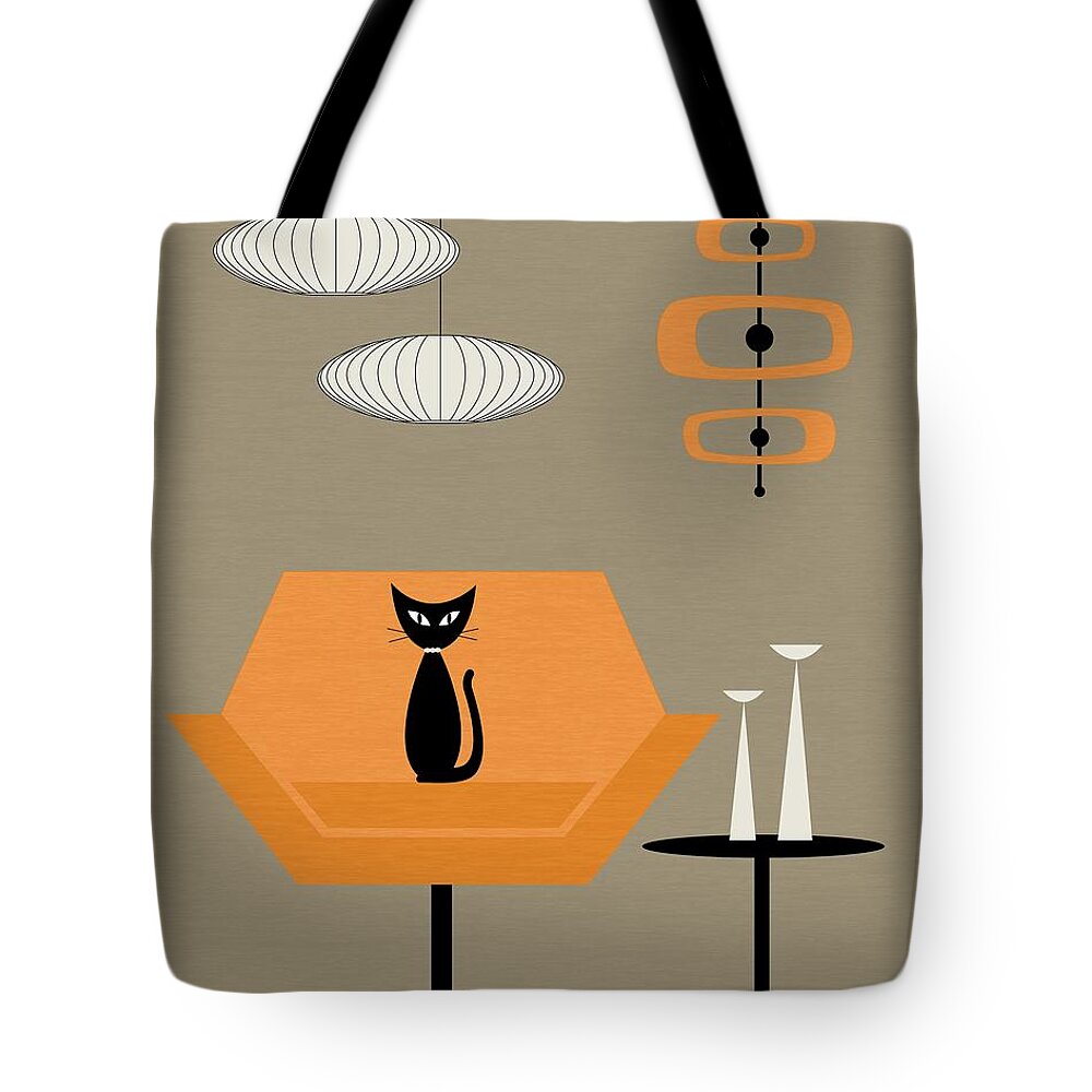 George Nelson Tote Bag featuring the digital art Mod Chair in Orange #1 by Donna Mibus