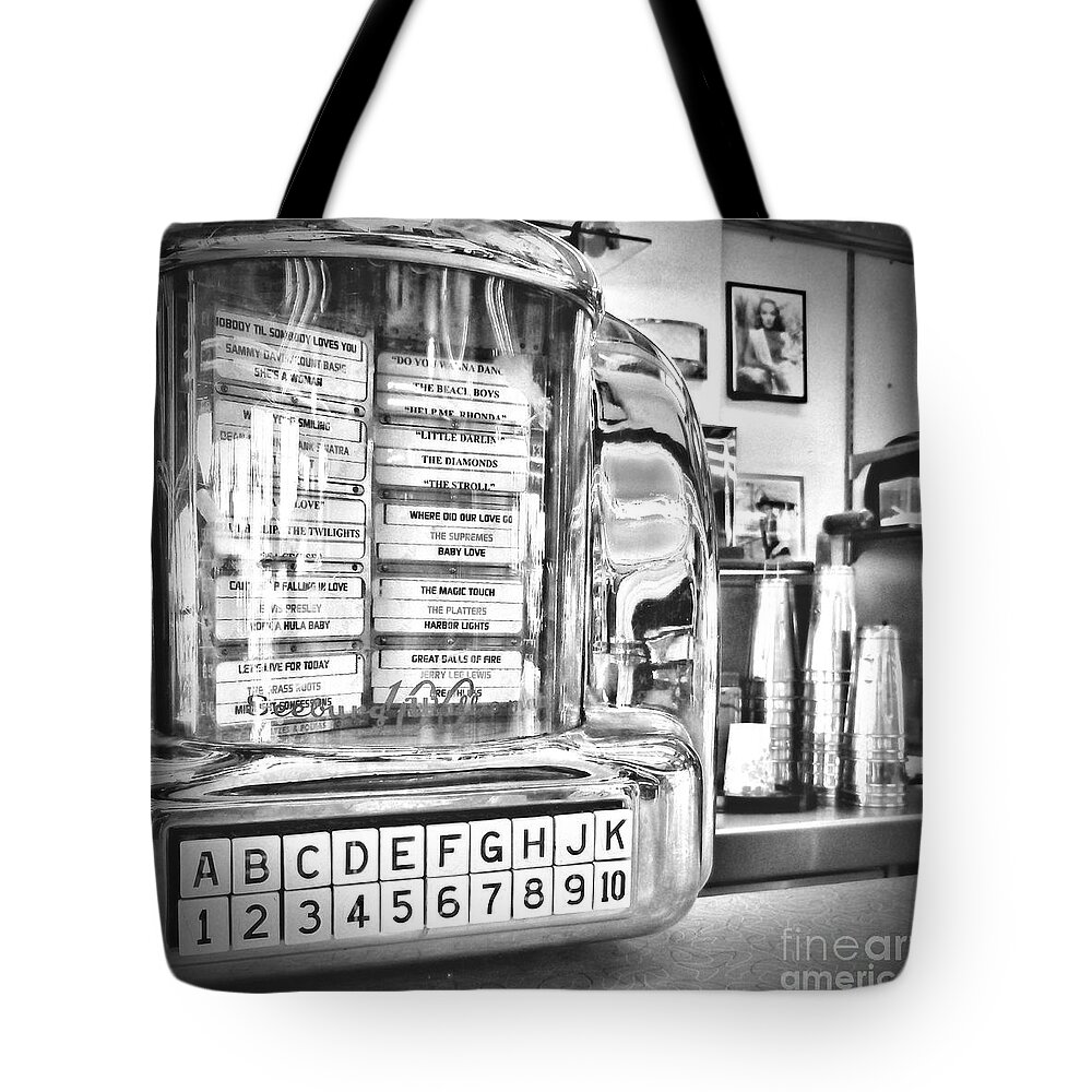 Mini-jukebox Tote Bag featuring the photograph Name That Tune #2 by Peggy Hughes