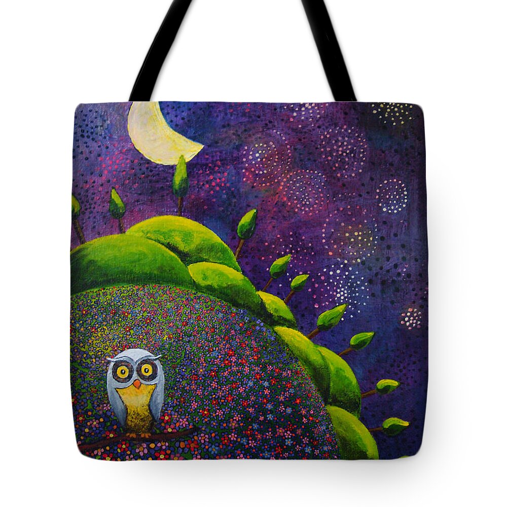 Night Owl Tote Bag featuring the painting Night Owl by Mindy Huntress