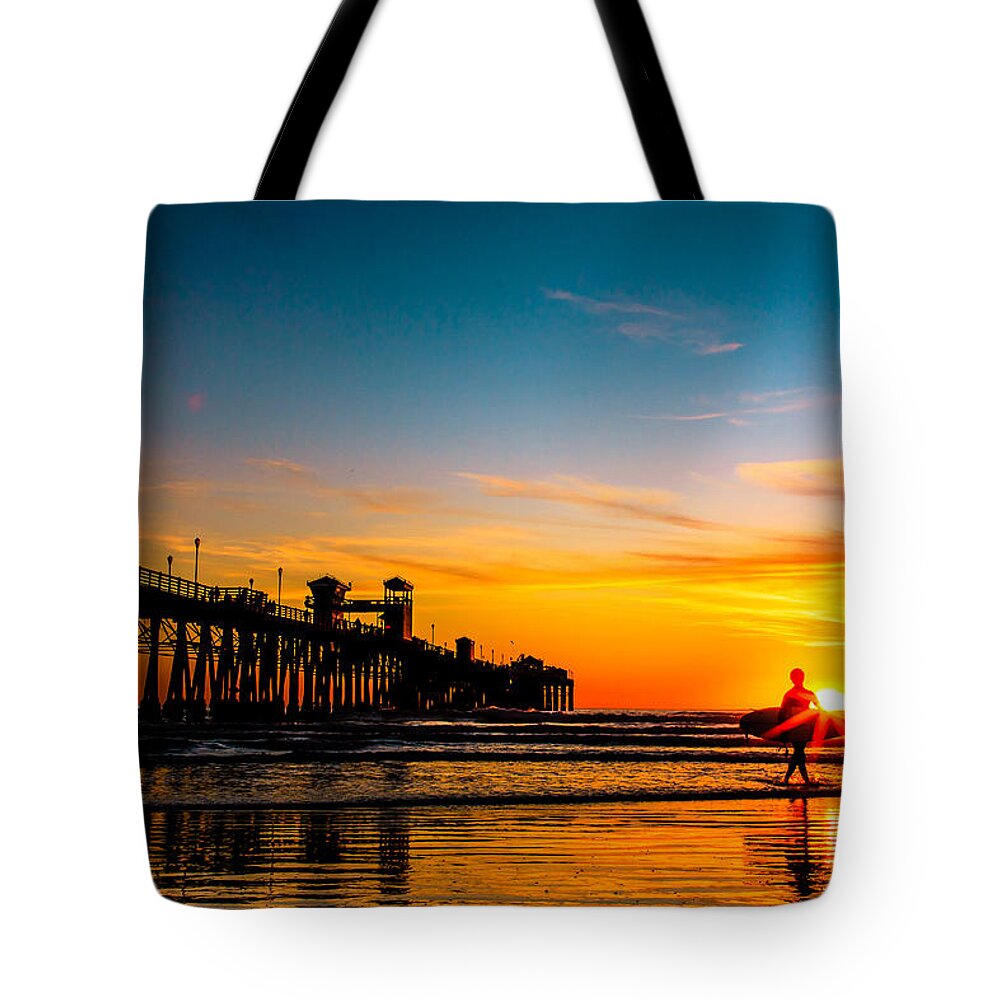Pier Tote Bag featuring the photograph Oceanside Pier at Sunset #2 by Ben Graham