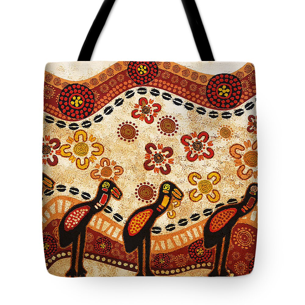 Aboriginal Tote Bag featuring the digital art On the lake by Sergey Khreschatov