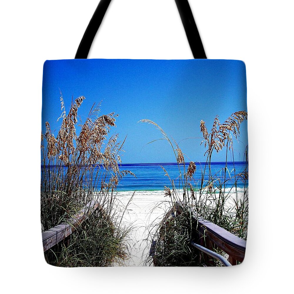 Florida National Seashore Tote Bag featuring the photograph Pathway To Paradise by Mary Marsh