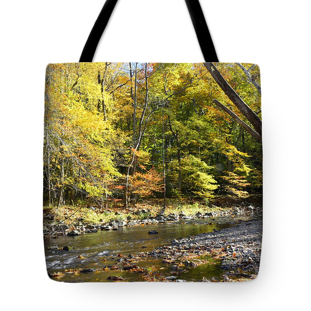 Philadelphia Tote Bag featuring the photograph Philadelphia Landmark Pennypack Creek in Autumn #2 by A Macarthur Gurmankin
