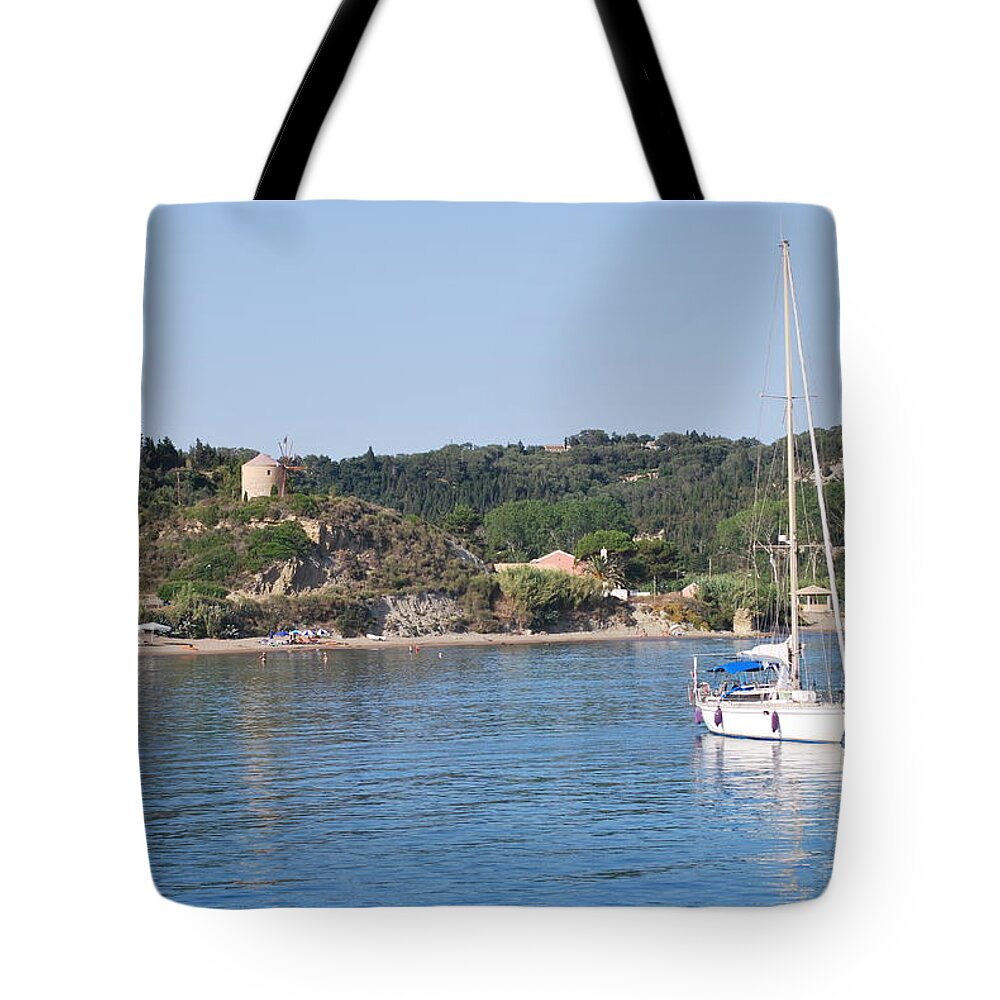 Seascape Tote Bag featuring the photograph Porto bay #1 by George Katechis