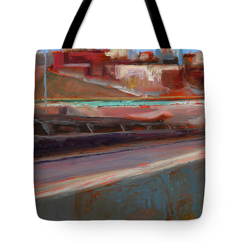 Bridges Tote Bag featuring the painting Untitled #6 by Chris N Rohrbach