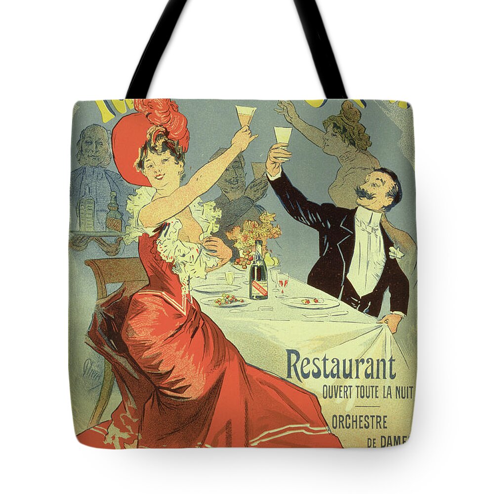 Advert Tote Bag featuring the drawing Reproduction Of A Poster Advertising by Jules Cheret