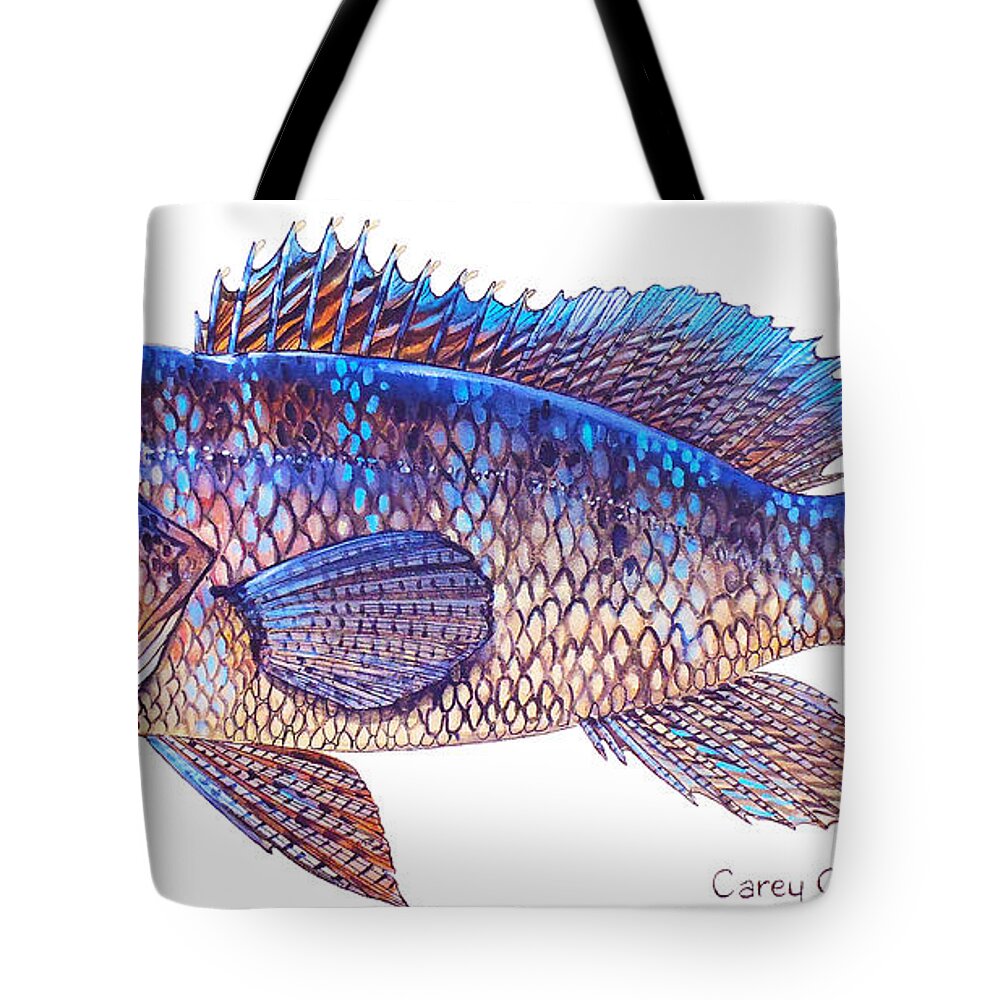 Sea Bass Tote Bag featuring the painting Sea Bass by Carey Chen