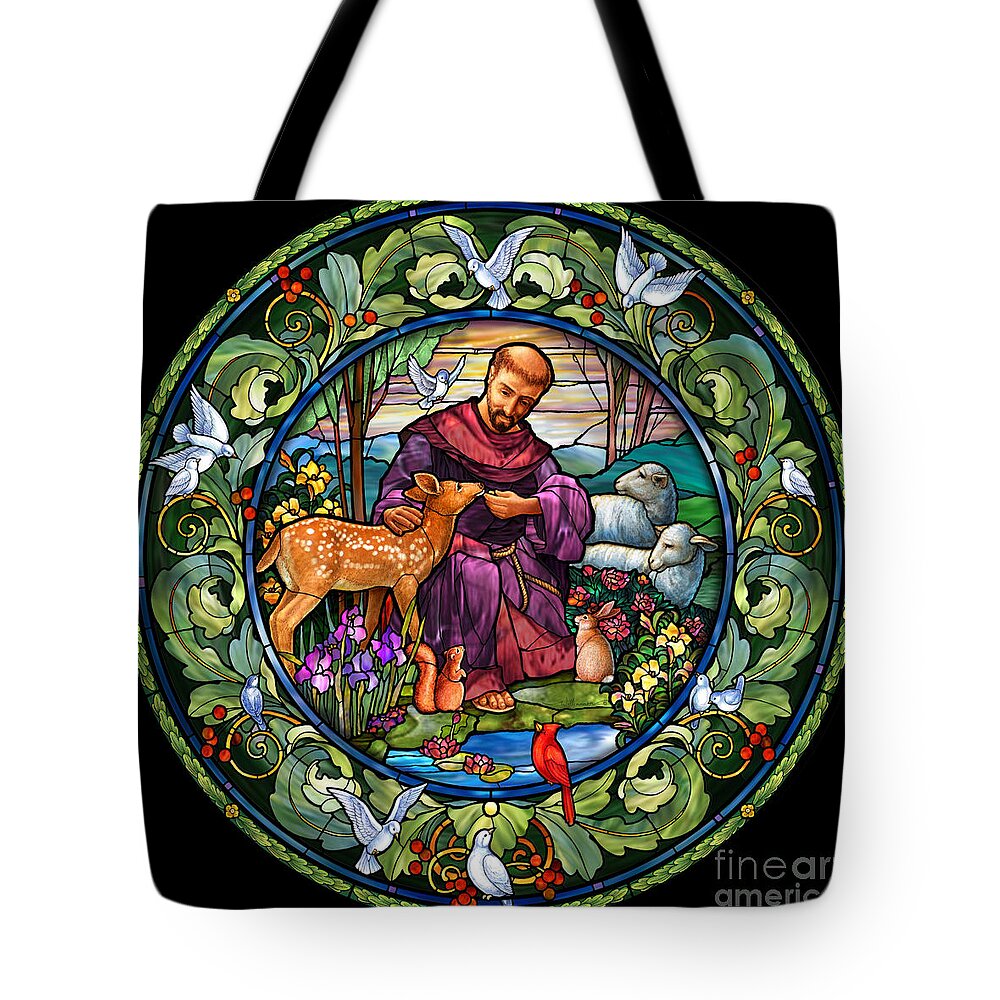 St. Francis Tote Bag featuring the digital art St. Francis of Assisi #2 by Randy Wollenmann