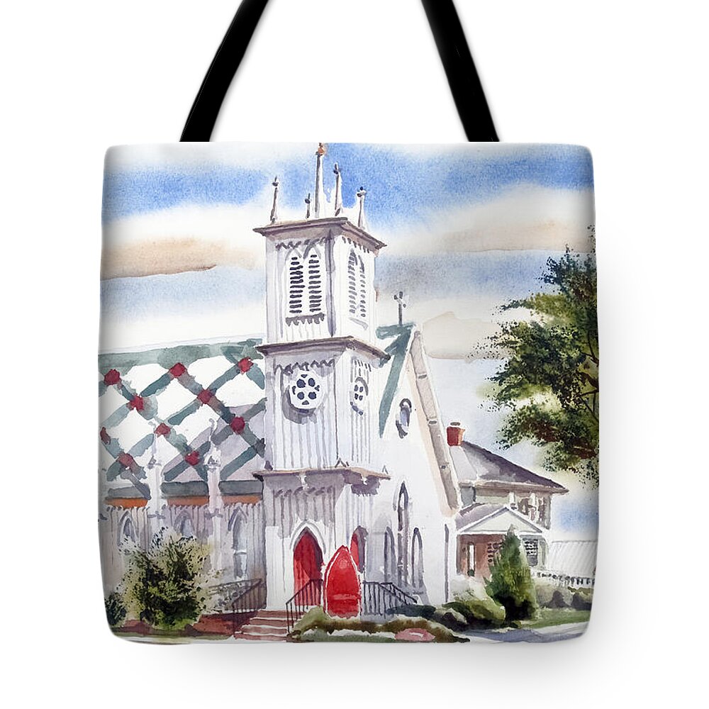 St Pauls Episcopal Church Tote Bag featuring the painting St Pauls Episcopal Church by Kip DeVore