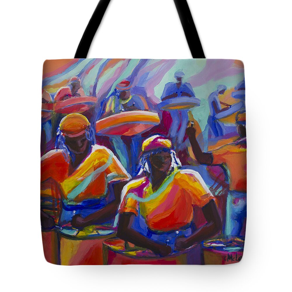 Abstract Tote Bag featuring the painting Steel Pan by Cynthia McLean